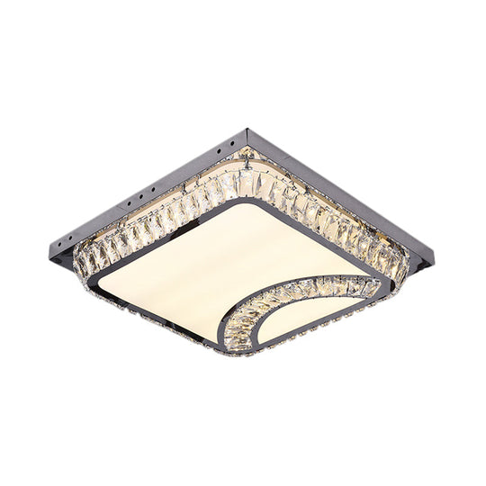 Chrome Beveled Crystal Led Ceiling Light With Embedded Square Flush Mount