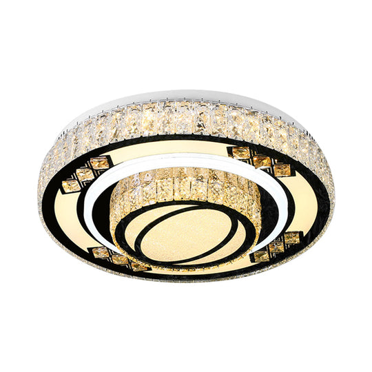 Modern Led Flush Mount Ceiling Light With Crystal Accents