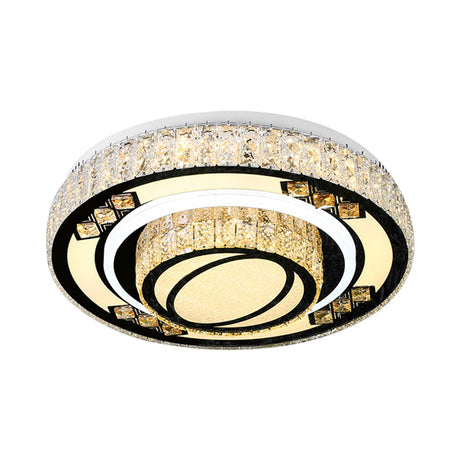 Modern Led Flush Mount Ceiling Light With Crystal Accents