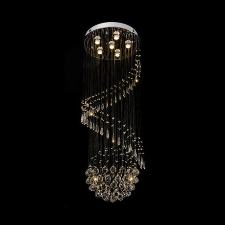 Contemporary Chrome Crystal Flushmount Chandelier - 6 Heads Coiled Ceiling Mount Light For Hall
