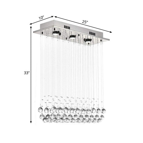 Stylish Crystal Ball Led Flush Light - Contemporary Chrome Ceiling Mount Lamp For Dining Room