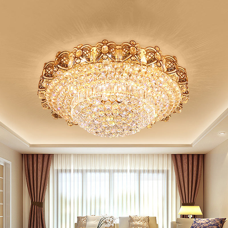 Modernist Gold Crystal Led Flush Ceiling Light: Multi-Tier Mount Fixture