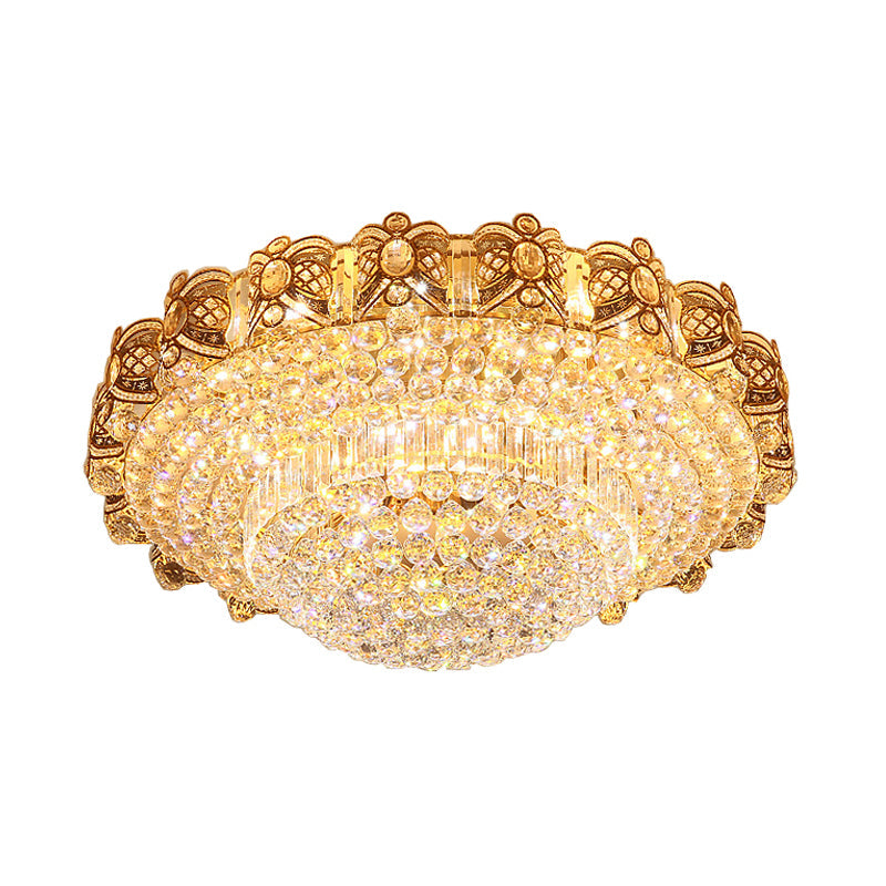 Modernist Gold Crystal Led Flush Ceiling Light: Multi-Tier Mount Fixture