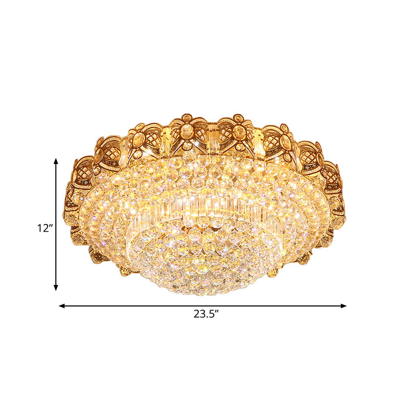 Modernist Gold Crystal Led Flush Ceiling Light: Multi - Tier Mount Fixture
