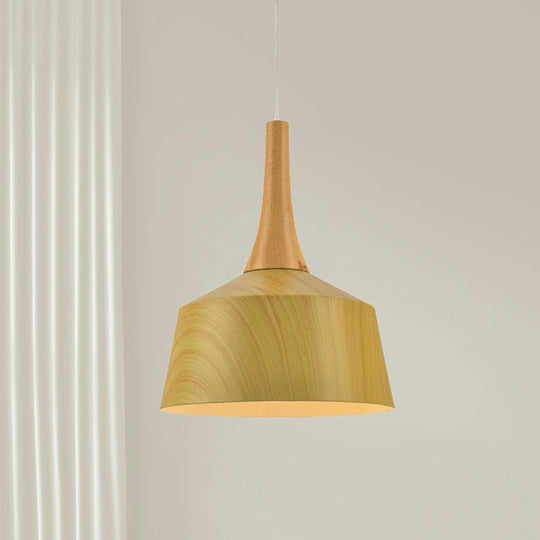 Barn Style Farm Suspension Light - White/Red Brown/Coffee Finish Aluminum Hanging Lamp With Wooden