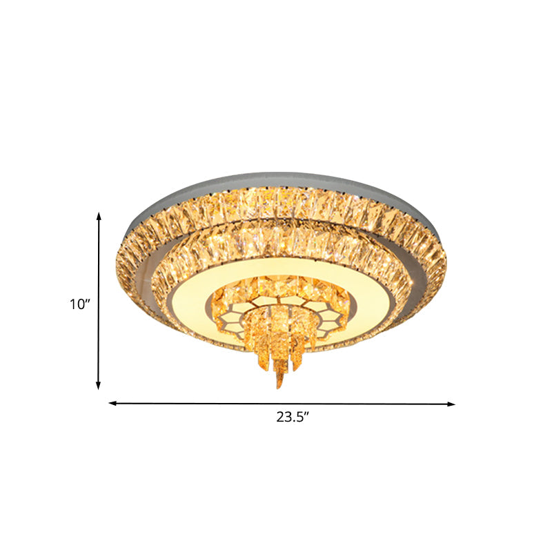 Modern Crystal Chrome Led Flush Mount Ceiling Fixture With Layered Design Available In 11’ And