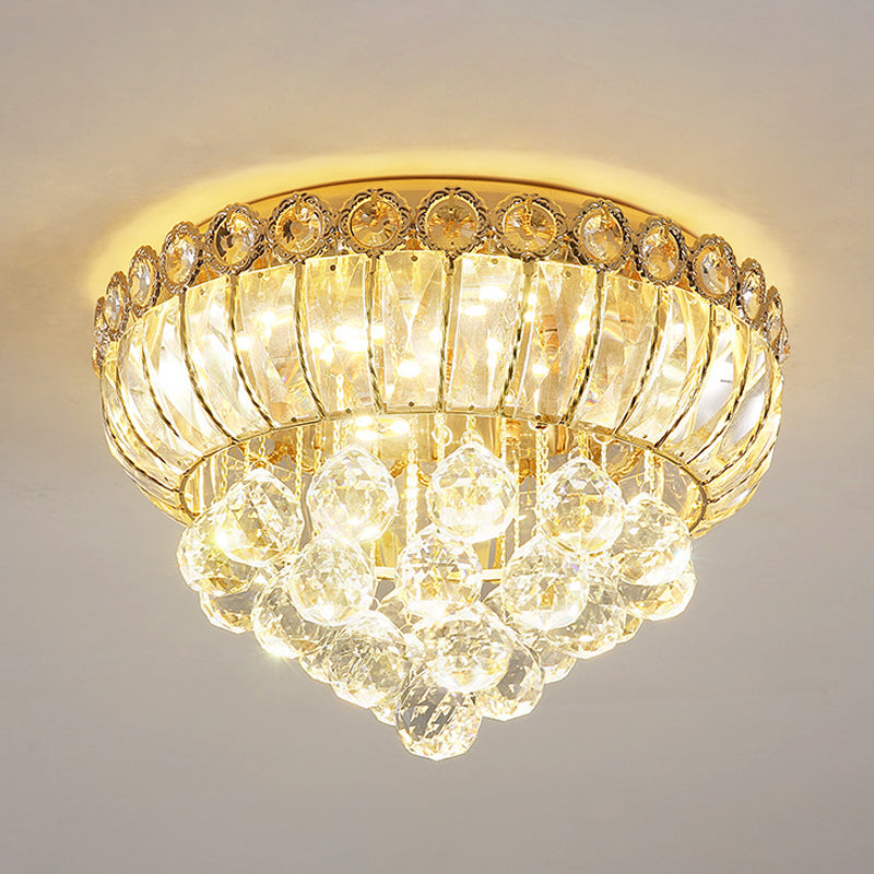 Opulent Crystal Gold Gourd Led Flush Ceiling Light