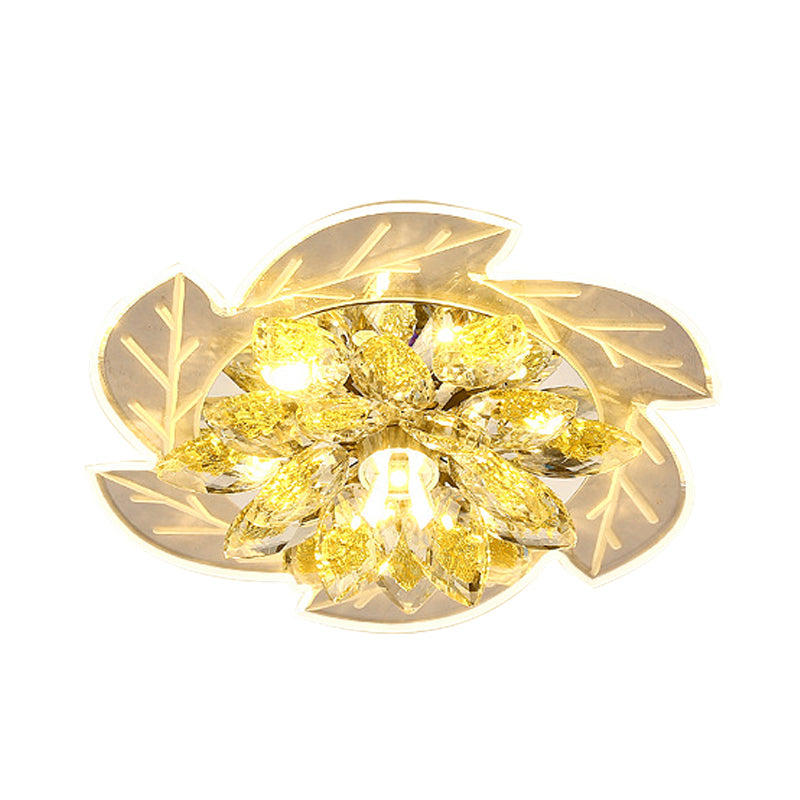 Modern Led Crystal Flower Ceiling Light Flush Mount