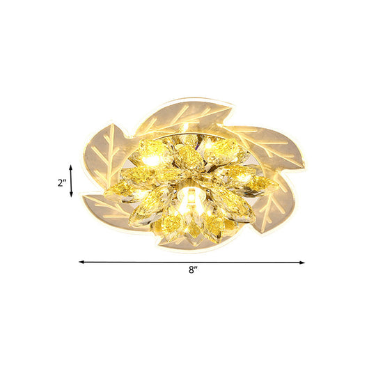 Modern Led Crystal Flower Ceiling Light Flush Mount