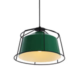 Green Barn Pendant Light: Loft Aluminum 1-Light With Cage Guard For Living Room Down Lighting