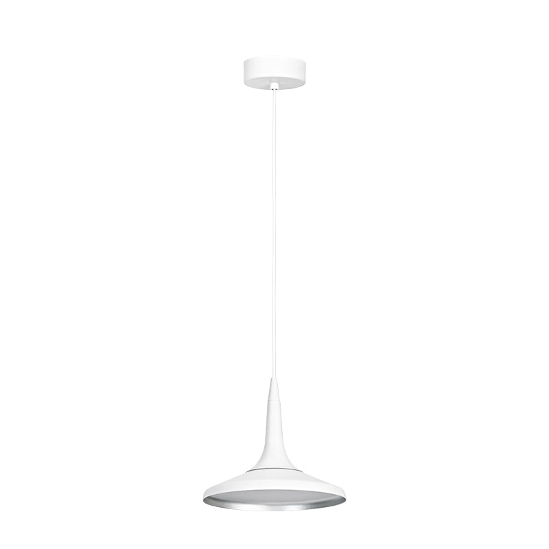 Nordic Aluminum White Funnel Pendant Light Fixture - Modern Single Bulb Suspension For Dining Room
