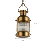 Brass Pendant Light With Clear Glass Shade - Hanging Ceiling Lamp For Dining Room