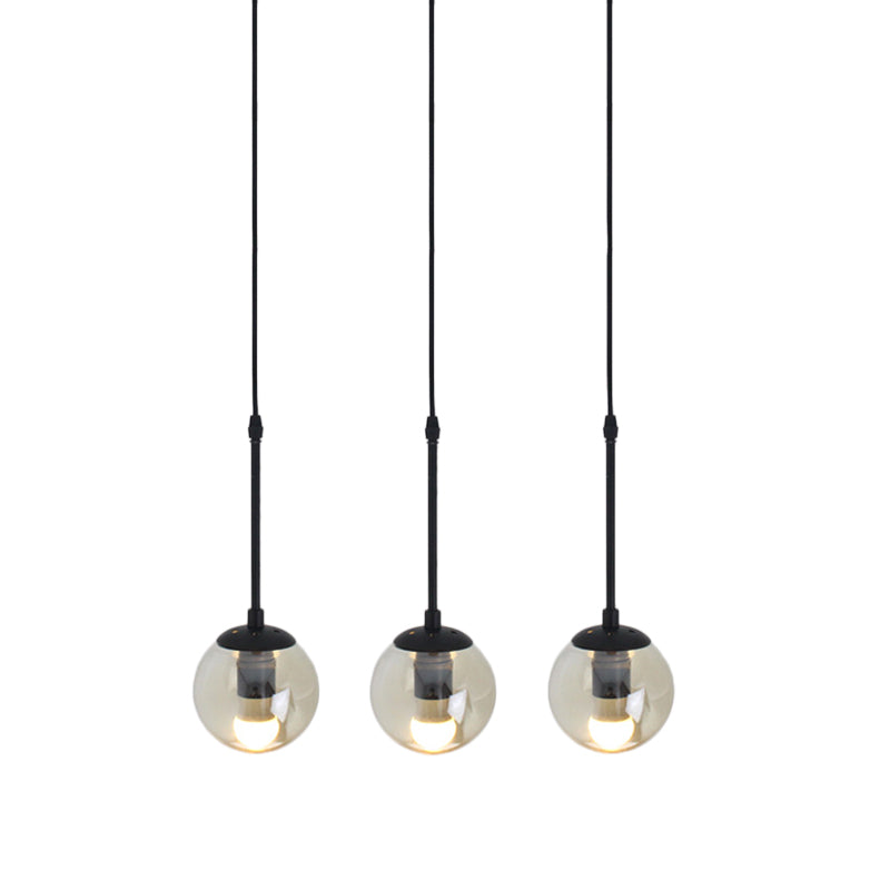Minimalist Clear Glass Black Pendant Light With Clustered Globes - Industrial Hanging Lamp Kit