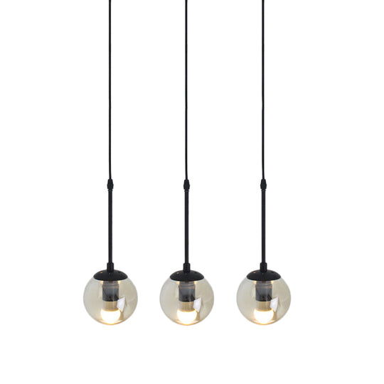 Minimalist Clear Glass Black Pendant Light With Clustered Globes - Industrial Hanging Lamp Kit