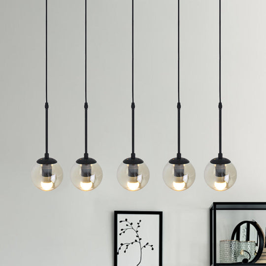 Minimalist Clear Glass Black Pendant Light With Clustered Globes - Industrial Hanging Lamp Kit