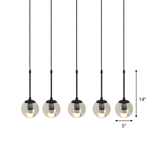 Minimalist Clear Glass Black Pendant Light With Clustered Globes - Industrial Hanging Lamp Kit