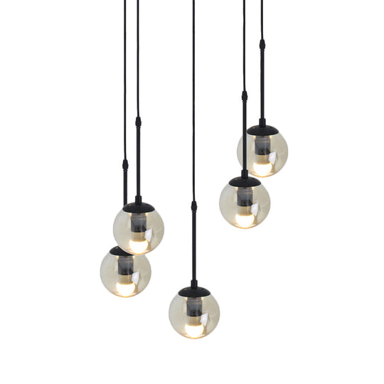 Minimalist Clear Glass Black Pendant Light With Clustered Globes - Industrial Hanging Lamp Kit