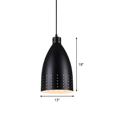 Black Etched Dome Pendant Lamp - Farmhouse Aluminum Multiple Sizes 1-Light Dining Room Down Lighting