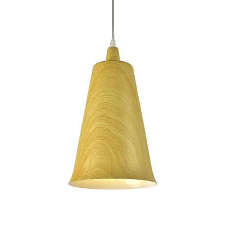 Farmhouse Style 1-Light Metal Pendant Fixture - White/Yellow/Brown Deep Cone Living Room Hanging
