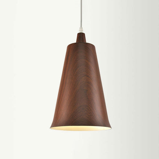 Farmhouse Style 1-Light Metal Pendant Lighting Fixture - White/Yellow/Brown Deep Cone Living Room