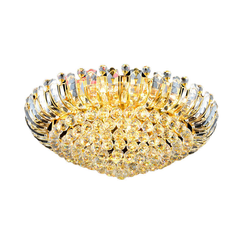 Stylish Led Crystal Orb Flush Mount Chandelier In Gold