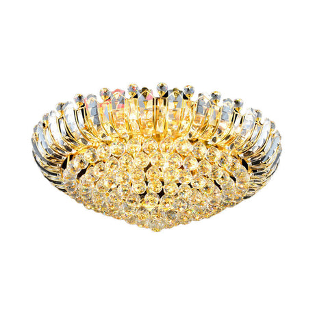 Stylish Led Crystal Orb Flush Mount Chandelier In Gold