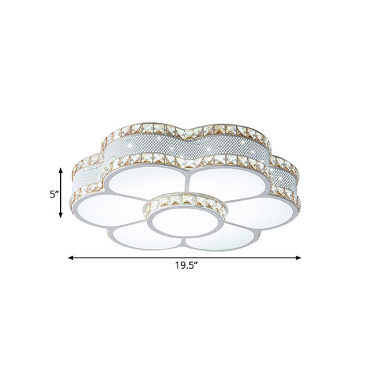 Gold Metal Led Sunflower Ceiling Lamp With Crystal Trim - 19.5/23.5 Wide