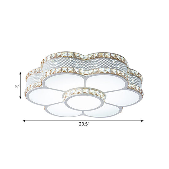 Gold Metal Led Sunflower Ceiling Lamp With Crystal Trim - 19.5’/23.5’ Wide