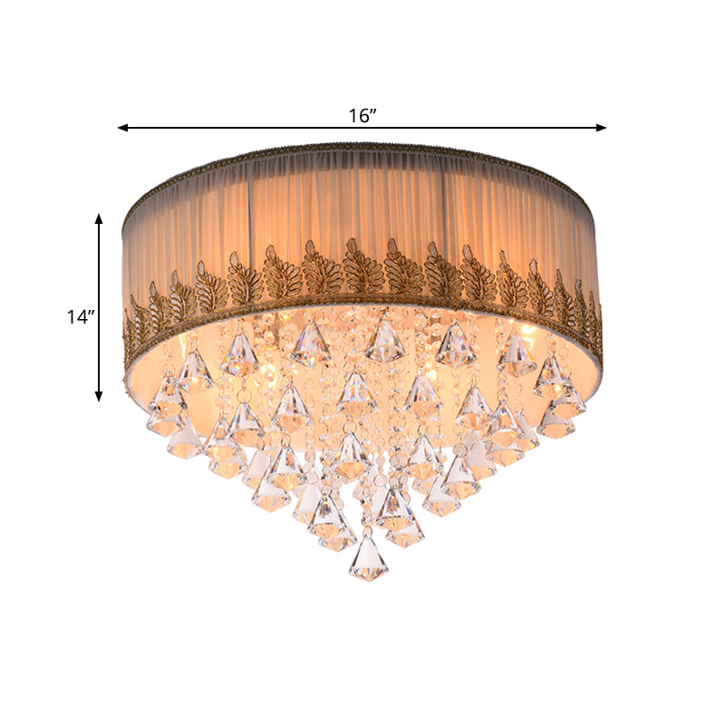Modern 4-Light Braided Trim Ceiling Lamp With Crystal Diamond Drape