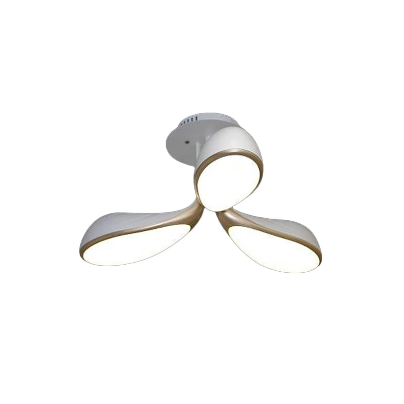 Modernist Oval Bedroom Ceiling Light Fixture With 3 Metallic Semi - Flush Lights In White