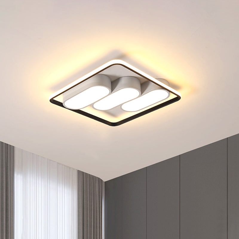 Minimalist Led Flush Mount Ceiling Light With Square Black And White Frame Black-White