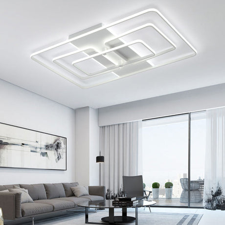 Modern Flush Mount Acrylic Frame With Led Lighting - Rectangle White/Black Warm/White Light White /