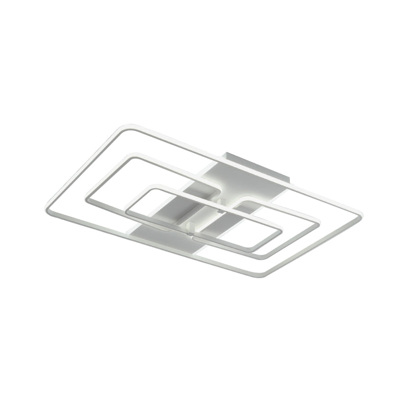 Modern Flush Mount Acrylic Frame With Led Lighting - Rectangle White/Black Warm/White Light