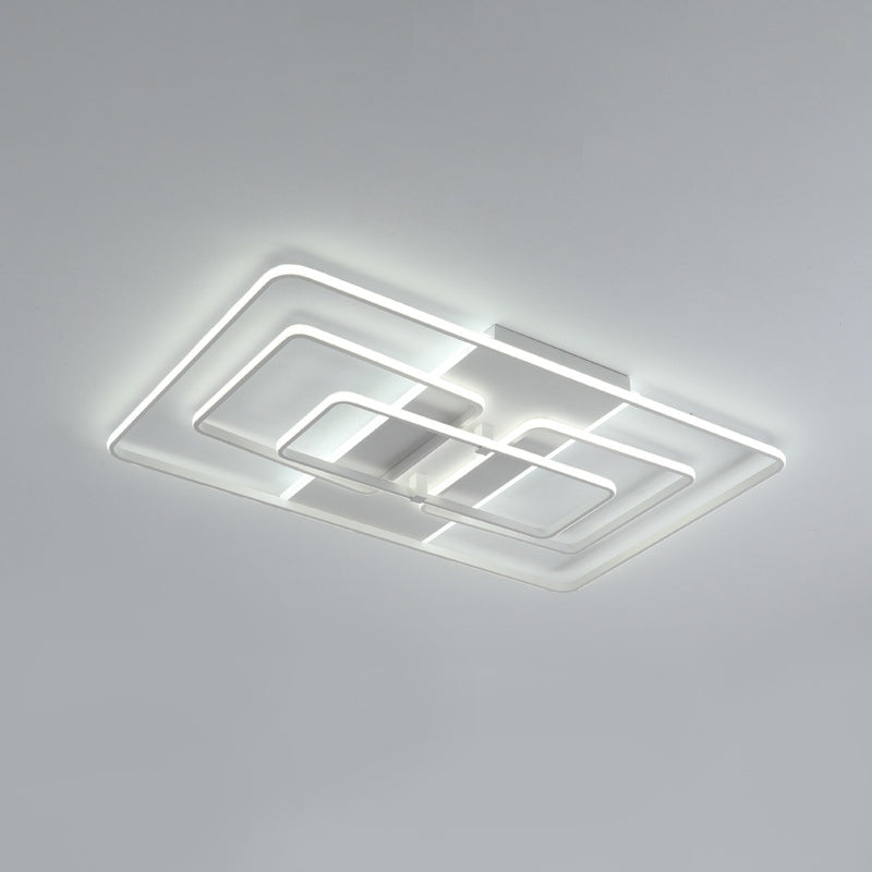 Modern Flush Mount Acrylic Frame With Led Lighting - Rectangle White/Black Warm/White Light