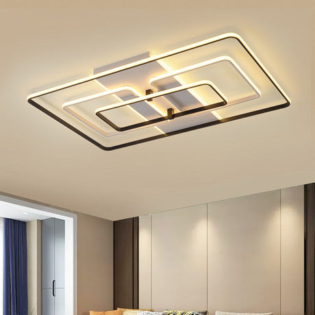 Modern Flush Mount Acrylic Frame With Led Lighting - Rectangle White/Black Warm/White Light