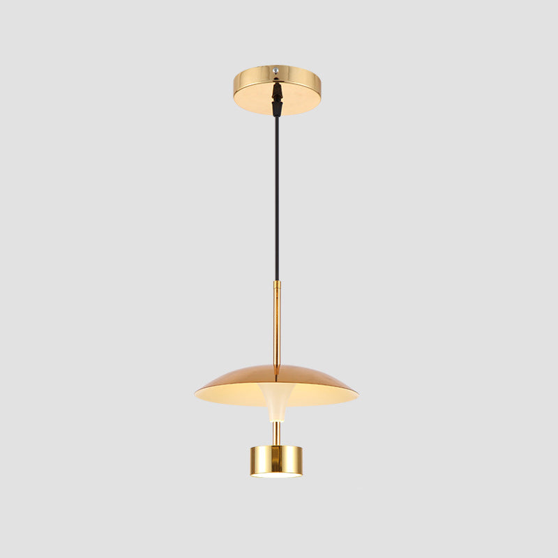 Domed Metallic Led Gold Pendant Light For Dining Room - 10’/14’ Modern Suspension Lamp