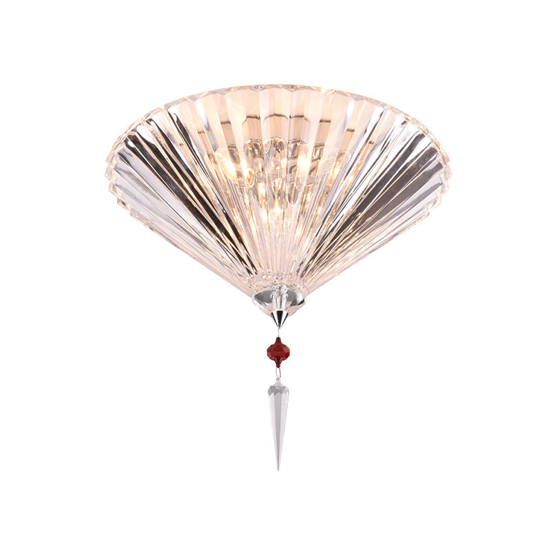 Conical Ceiling Mounted Light With Clear Faceted Crystal: Simple And Sufficient Lighting For