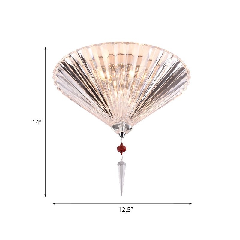 Conical Ceiling Mounted Light With Clear Faceted Crystal: Simple And Sufficient Lighting For