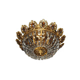 Traditional Beveled Crystal Bowl Flush Mount Ceiling Lamp With 4 Brass Heads For Bedroom Lighting