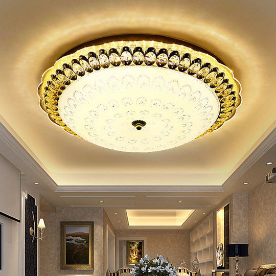 Contemporary Gold Led Flush Ceiling Light With Opal Texture Glass Shade - 16/19.5 Diameter / 19.5