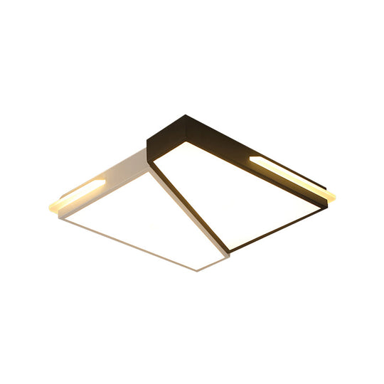 Modern Led Metal Ceiling Light For Bedroom - Warm/White Rectangular/Square Flush Mount