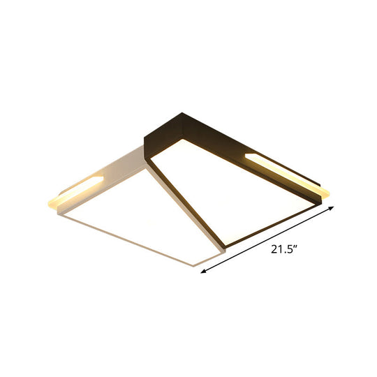 Modern Led Metal Ceiling Light For Bedroom - Warm/White Rectangular/Square Flush Mount 21.5/37.5/45