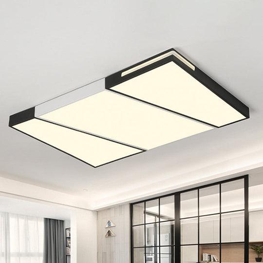 Modern Led Metal Ceiling Light For Bedroom - Warm/White Rectangular/Square Flush Mount