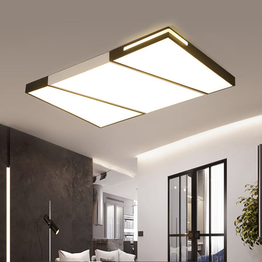 Modern Led Metal Ceiling Light For Bedroom - Warm/White Rectangular/Square Flush Mount
