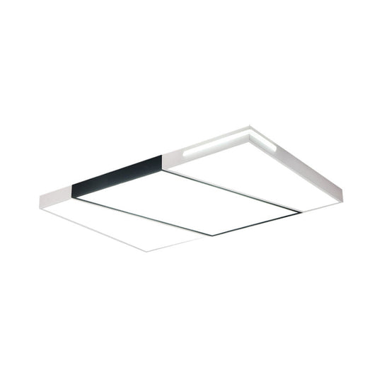 Modern Led Metal Ceiling Light For Bedroom - Warm/White Rectangular/Square Flush Mount