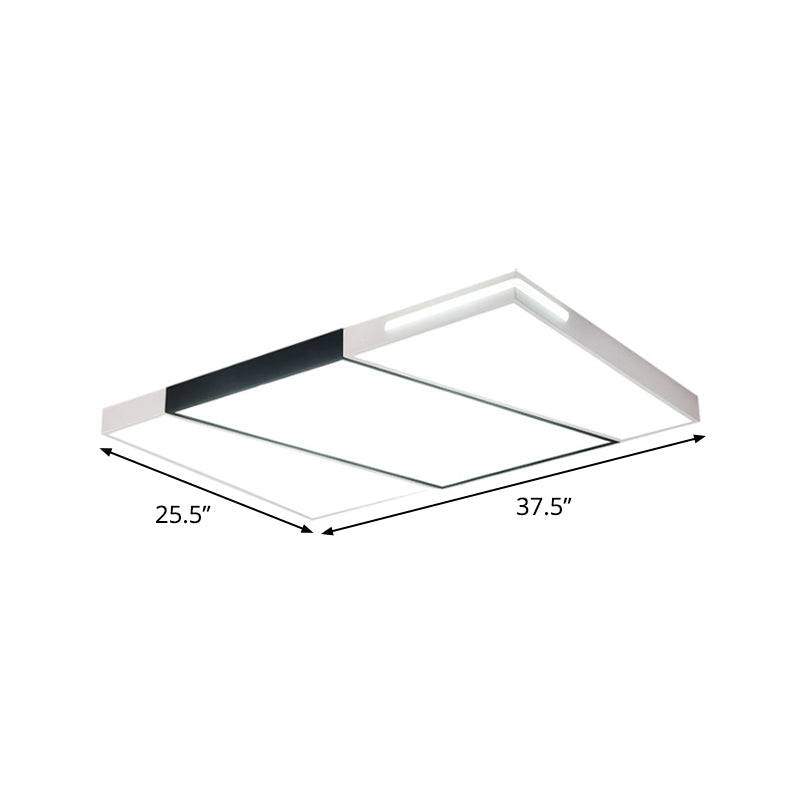 Modern Led Metal Ceiling Light For Bedroom - Warm/White Rectangular/Square Flush Mount 21.5/37.5/45