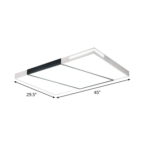 Modern Led Metal Ceiling Light For Bedroom - Warm/White Rectangular/Square Flush Mount 21.5/37.5/45