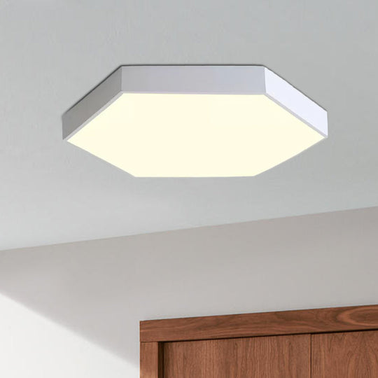 Modern Led Flush Mount With Metal Shade - Hexagon Design In Gray/Yellow/Blue White/Warm Light