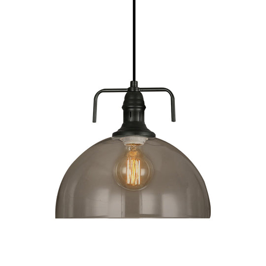 Vintage Black Dome Pendant Light With Clear Glass Shade