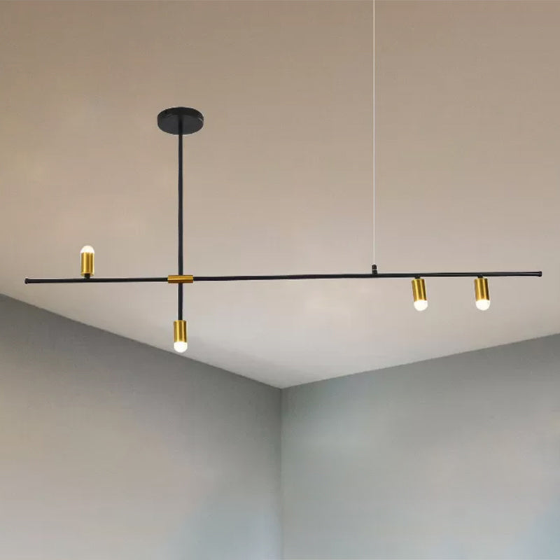 Modern Metal Rectilinear Chandelier Light: Black Ceiling Fixture (3/4/9 Lights)